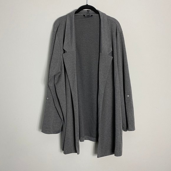 Collared Heather Gray Long Sleeve 3X Cardigan New - Picture 2 of 8